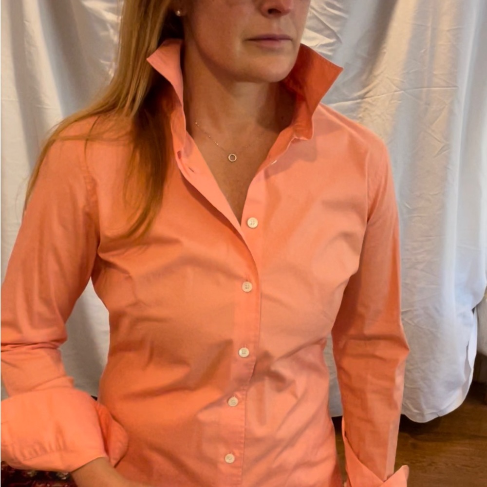 JCREW long sleeve button down shirt. Stiff collar. Like new! Small.